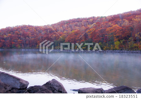 Shiga Kogen in autumn, Biwa Pond · Misty Fog across the water 18323551