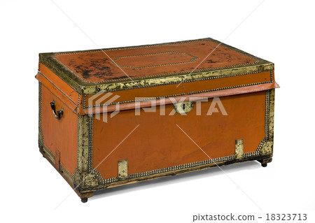 old antique red leather trunk chest isolated old antique red leather trunk chest isolated 18323713