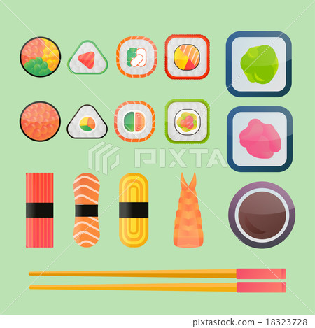 Sushi vector flat icons set 18323728