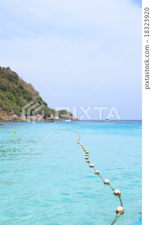 rope and sea buoy on sea wave and sky rope and sea buoy on sea wave and sky 18323920