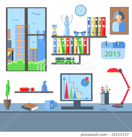 Room with a view from the window table, shelf 18324157