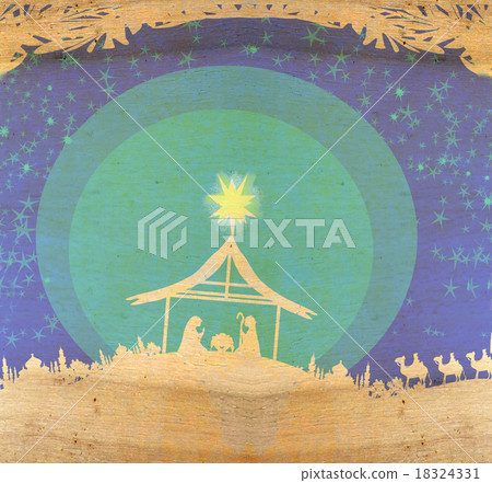 Biblical scene - birth of Jesus in Bethlehem. Biblical scene - birth of Jesus in Bethlehem. 18324331