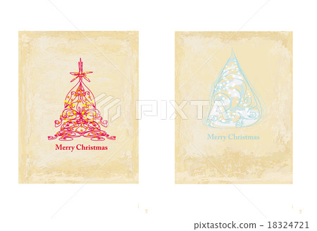 Abstract elegant grunge christmas tree card set - Stock Illustration ...