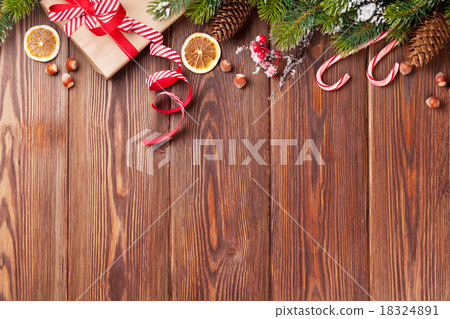 Christmas gift box, food decor and tree branch Christmas gift box, food decor and tree branch 18324891