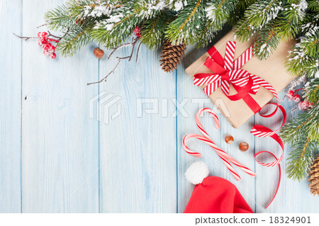 Christmas gift box and tree branch Christmas gift box and tree branch 18324901
