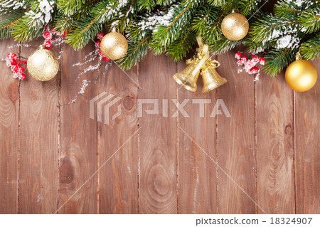 Christmas background with fir tree and decor 18324907