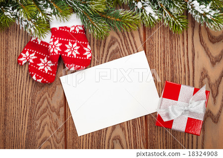 Christmas greeting card or photo frame and mittens Christmas greeting card or photo frame and mittens 18324908