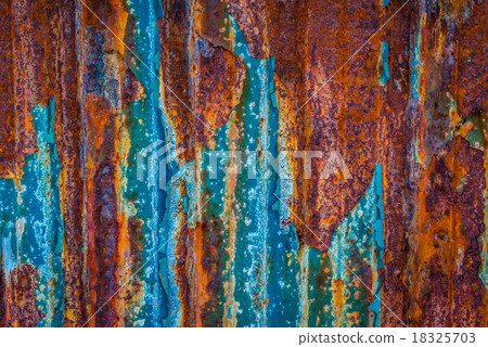 Rusty wall surface with blue paint Rusty wall surface with blue paint 18325703