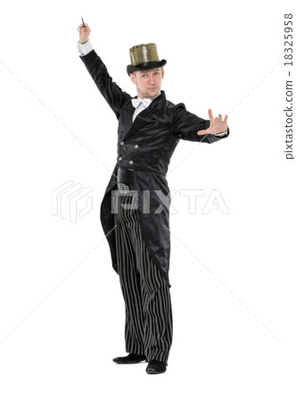 Illusionist Shows Tricks with a Magic Wand Illusionist Shows Tricks with a Magic Wand 18325958