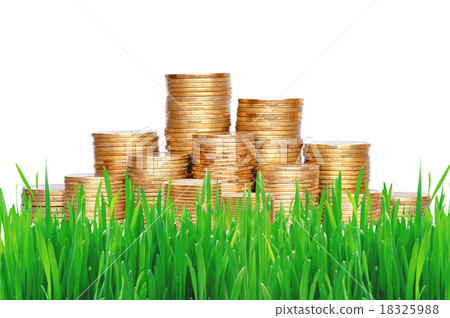 Many coins in column isolated on white Many coins in column isolated on white 18325988