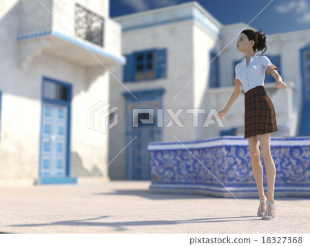Women sightseeing perming3DCG Illustration material Women sightseeing perming3DCG Illustration material 18327368