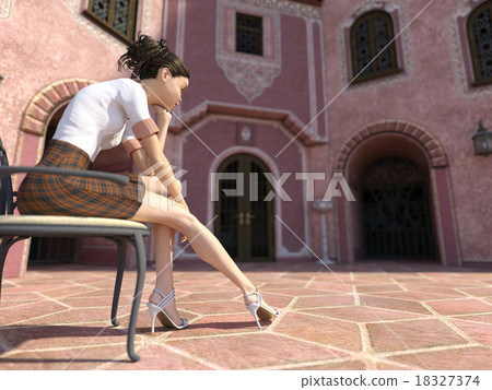 Women sightseeing perming3DCG Illustration material Women sightseeing perming3DCG Illustration material 18327374