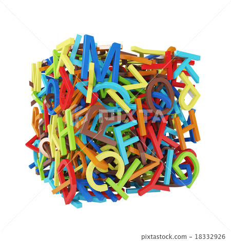 Random multicolored letters forming a cube 18332926