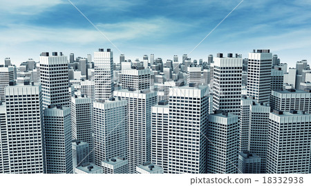 Many modern buildings 18332938