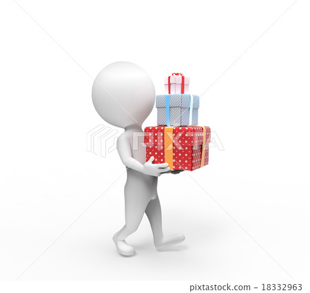 Small person carries three box-gifts Small person carries three box-gifts 18332963