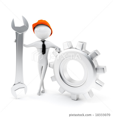 Man worker holding a big wrench 18333070