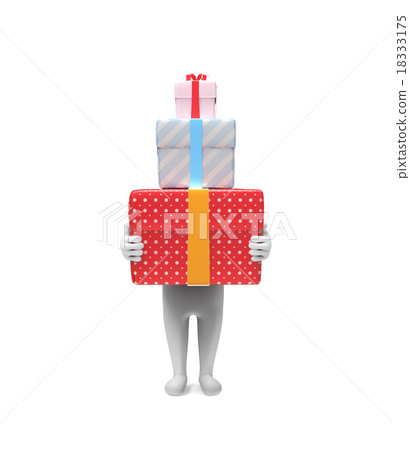 Small person carries three hard box-gifts Small person carries three hard box-gifts 18333175