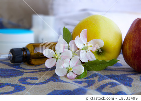 Apple blossoms with green leaves 18333499