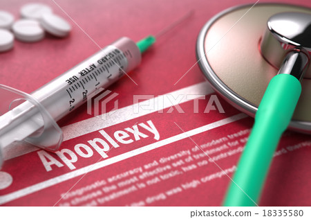 Apoplexy - Printed Diagnosis on Red Background. Apoplexy - Printed Diagnosis on Red Background. 18335580