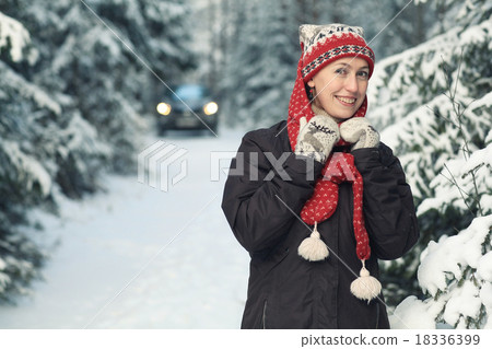 winter fun girl holiday portrait nature 18336399