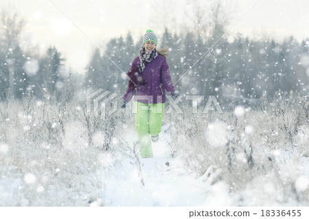 snowfall nature portrait of woman health beauty snowfall nature portrait of woman health beauty 18336455