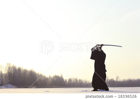 Japanese ninja winter portrait 18336526