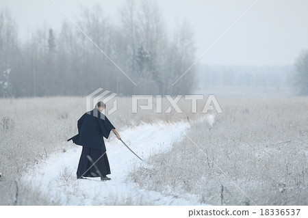 concept of the way Eastern philosophy, the monk samurai in winter field 18336537
