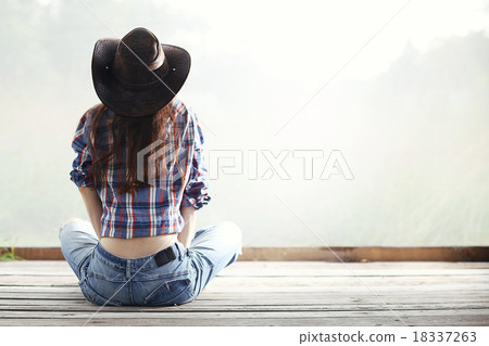 woman wild west white background 18337263