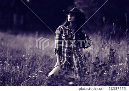 rocky mountains portrait of a girl in a cowboy style rocky mountains portrait of a girl in a cowboy style 18337353