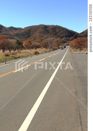 A straight road of Mt. Haruna A straight road of Mt. Haruna 18338508