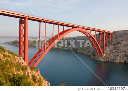 Red Maslenica Bridge, Croatia Red Maslenica Bridge, Croatia 18339307