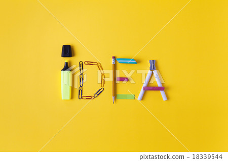 idea written with office supplies 18339544
