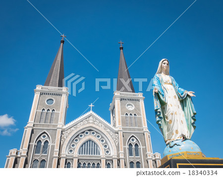 Blessed Virgin Mary with church , Thailand Blessed Virgin Mary with church , Thailand 18340334