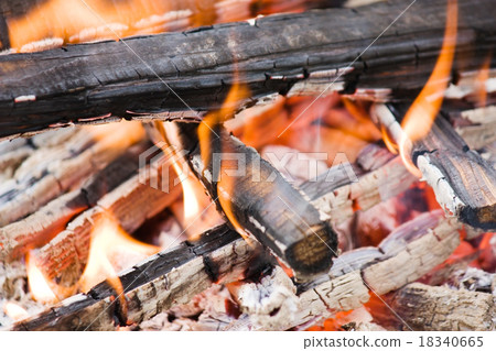 Camping bonfire with calx fragment 18340665
