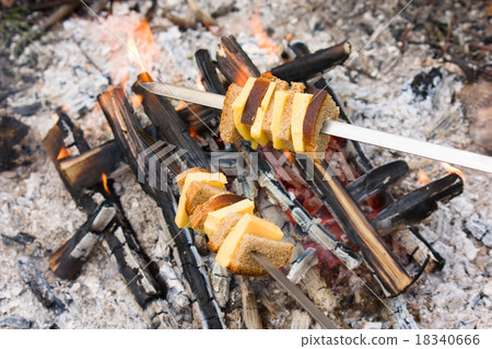 Fire roasted cheese and bread 18340666