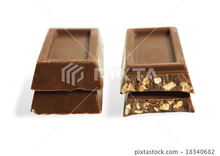 Chocolate with shredded nuts isolated on white 18340682