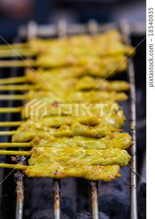 Grilled satay Pork on stove. Grilled satay Pork on stove. 18340935