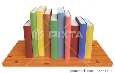 Wooden bookshelf with colored books 18341308