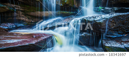 Tropical waterfall in jungle panorama Tropical waterfall in jungle panorama 18341697