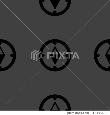 Compass web icon. flat design. Seamless gray patte - Stock Illustration ...