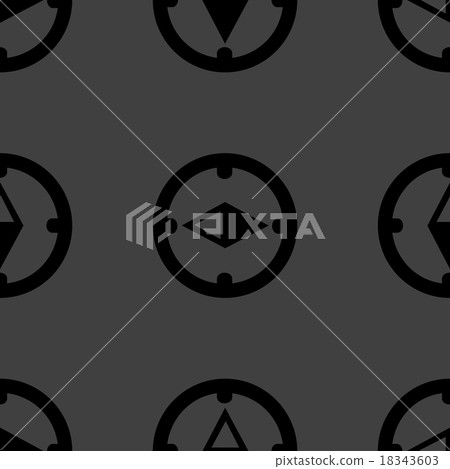 Compass web icon. flat design. Seamless gray patte - Stock Illustration ...