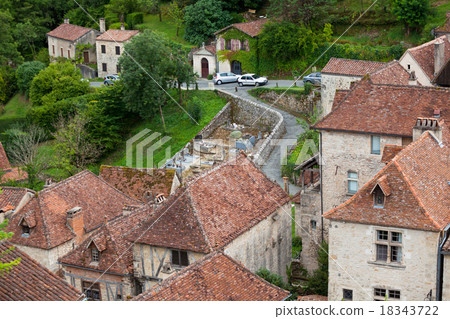 French small town view from above 18343722