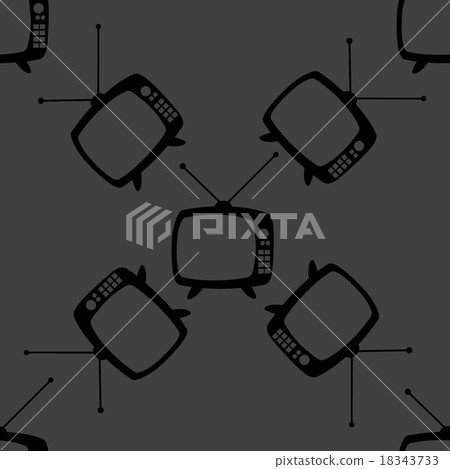 Retro tv web icon. flat design. Seamless gray patt Retro tv web icon. flat design. Seamless gray patt 18343733