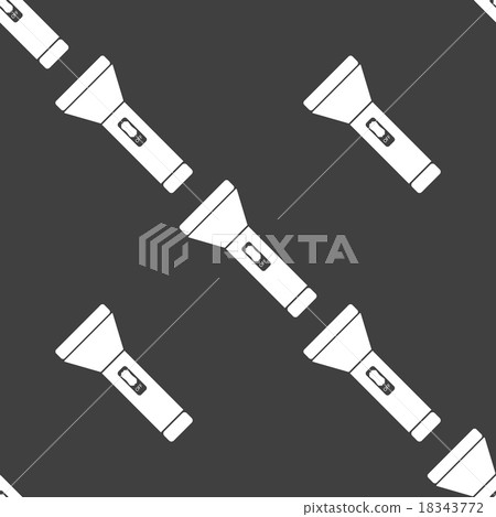 Flashlight web icon. flat design. Seamless gray pa Flashlight web icon. flat design. Seamless gray pa 18343772