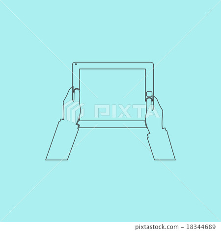 Hands holding tablet computer with blank screen - Stock Illustration ...