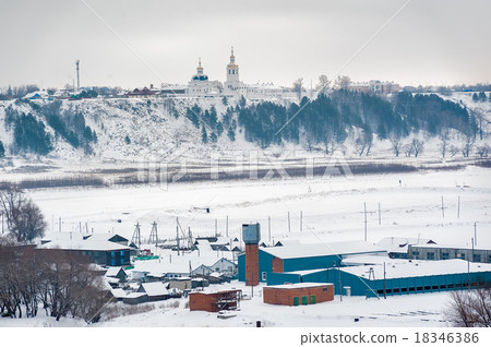 View at Abalak Znamensky monastery and fish plant 18346386
