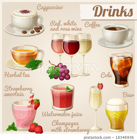 Set of food icons. Drinks. Set of food icons. Drinks. 18346936