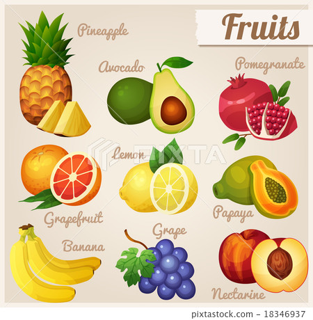 Set of food icons. Fruits. Set of food icons. Fruits. 18346937