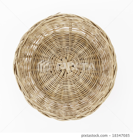 Brown wicker basket on white background, top view 18347085