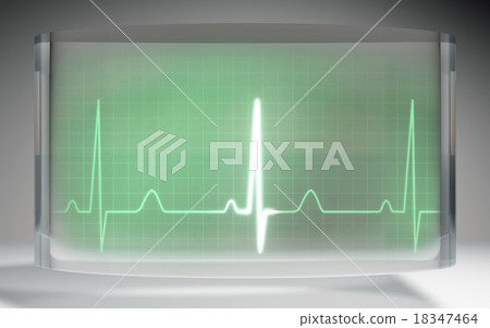 futuristic EKG medical crystal display green 18347464